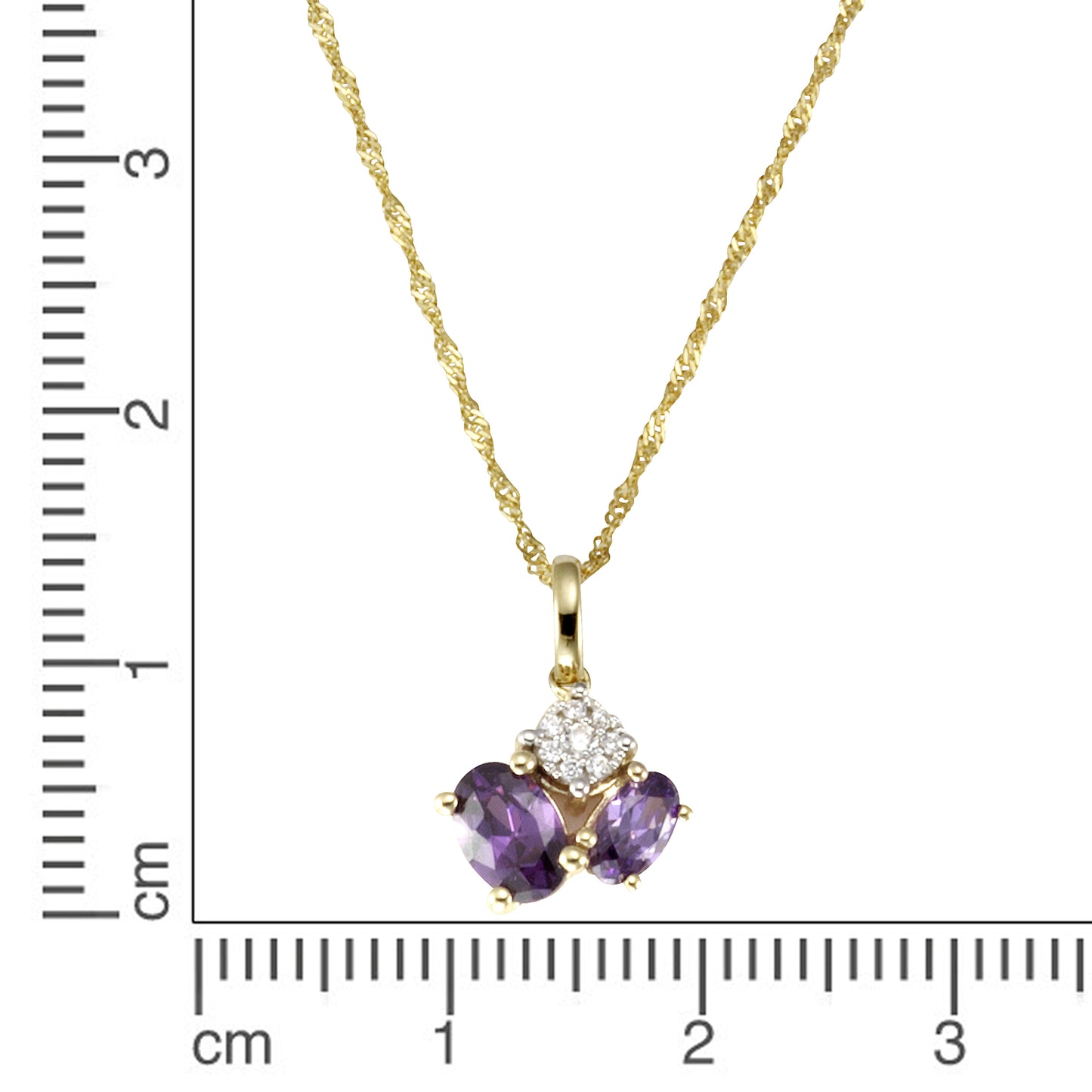 Halskette Singapurkette 375/- Gold rhodiniert 43cm Amethyst