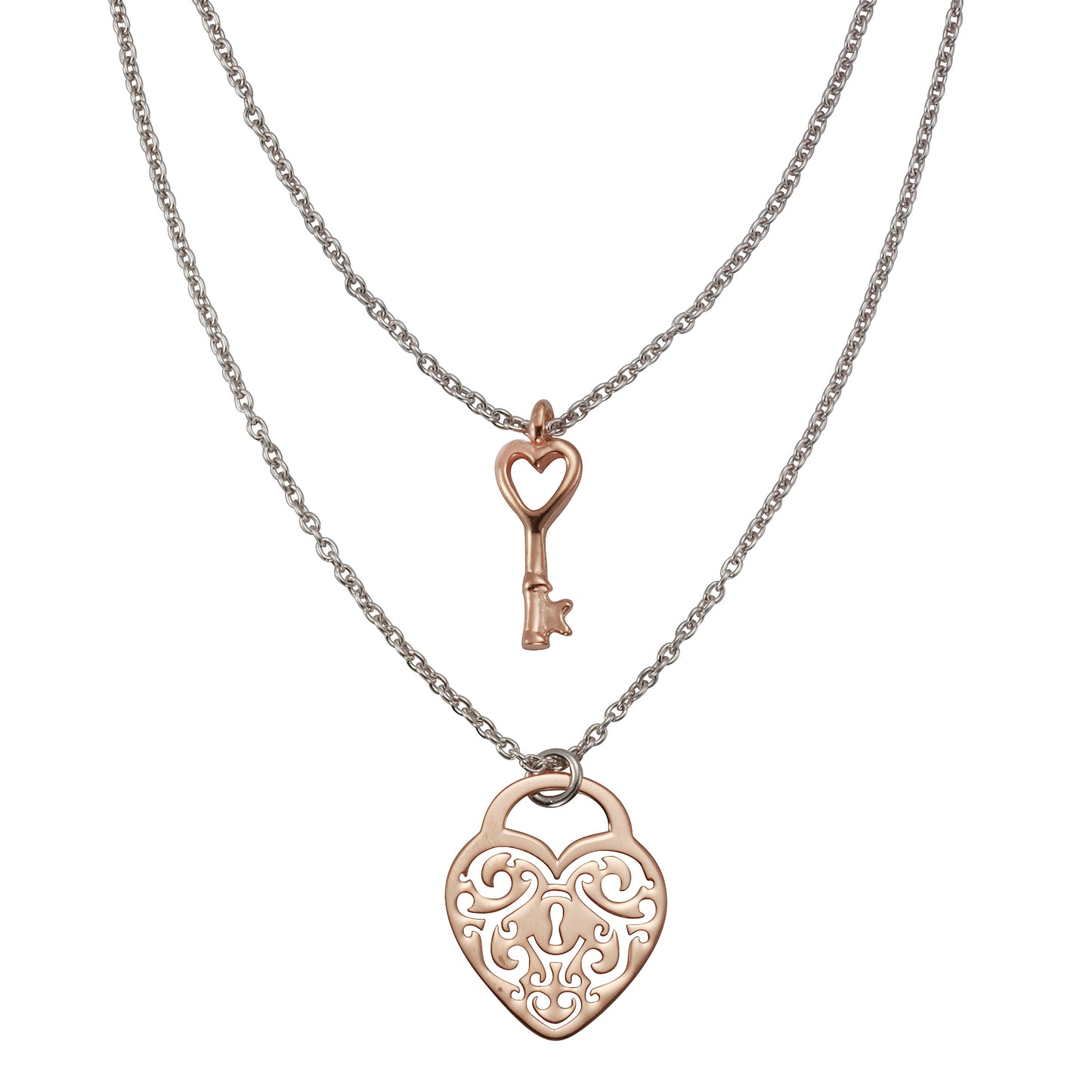 Collier Ankerkette 925/- Sterling Silber rhodiniert, rosèvergoldet 40cm