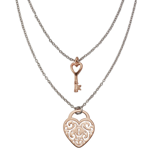 Collier Ankerkette 925/- Sterling Silber rhodiniert, rosèvergoldet 40cm