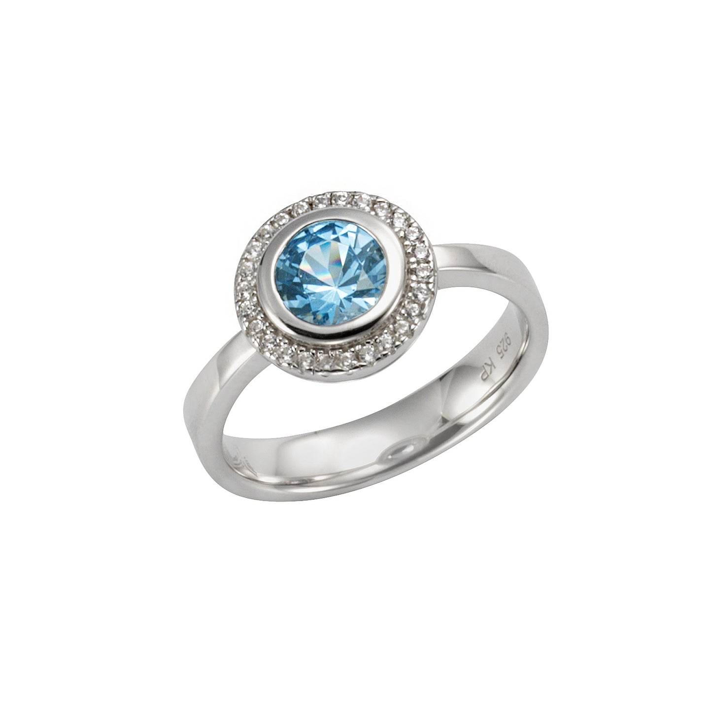 Ring 925/- Sterling Silber rhodiniert sy. Blautopas
