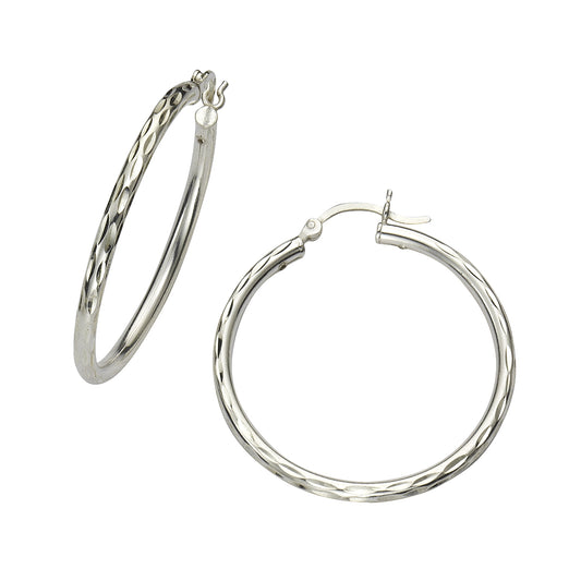 Creolen 925/- Sterling Silber rhodiniert 4,0cm