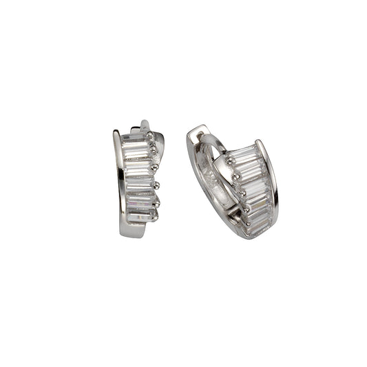 Klappcreolen 925/- Sterling Silber rhodiniert 1,6cm Zirkonia