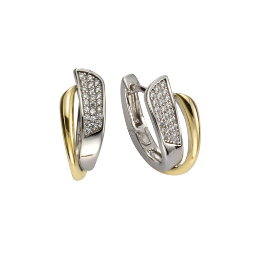 Klappcreolen 925/- Sterling Silber rhodiniert 1,8cm Zirkonia