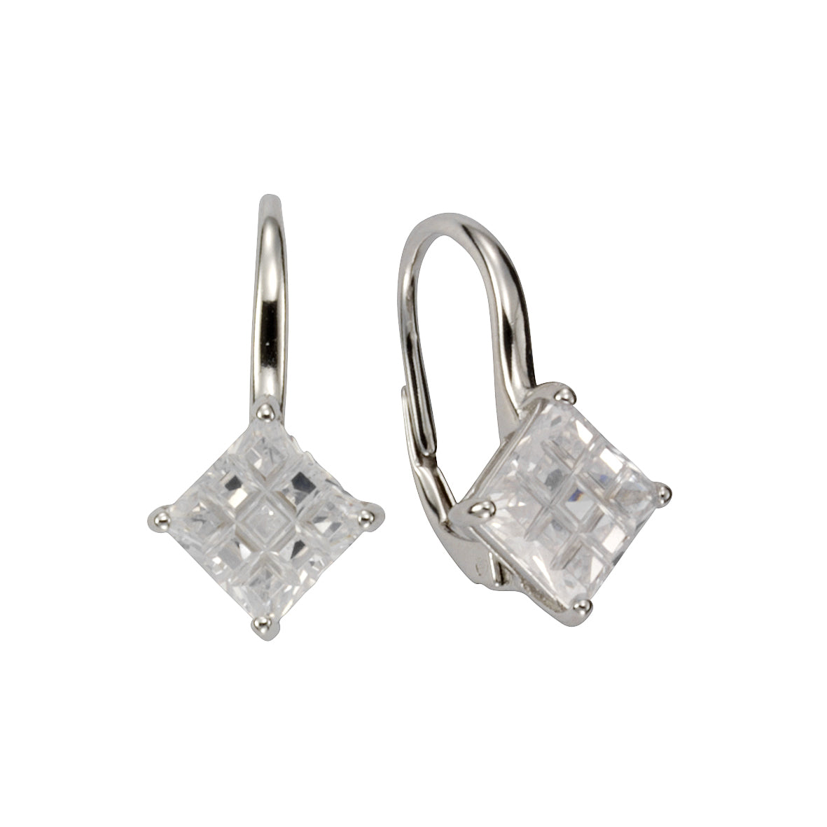 Ohrhänger 925/- Sterling Silber rhodiniert 2,3cm Zirkonia