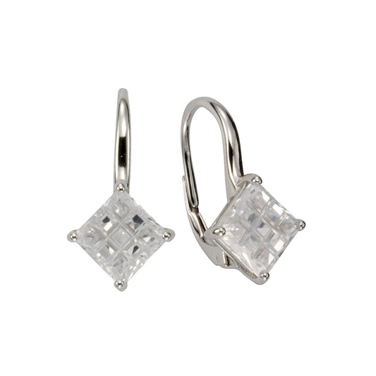 Ohrhänger 925/- Sterling Silber rhodiniert 2,3cm Zirkonia