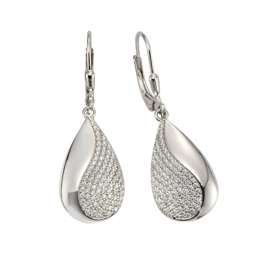 Ohrhänger 925/- Sterling Silber rhodiniert 3,8cm Zirkonia