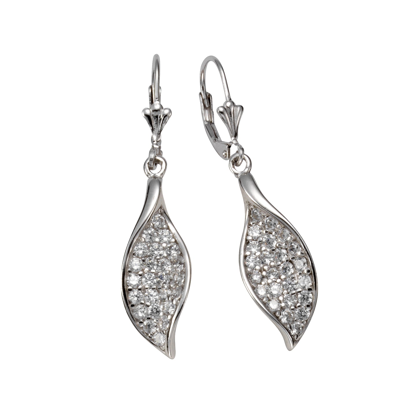 Ohrhänger 925/- Sterling Silber rhodiniert 4,3cm Zirkonia