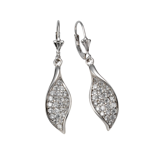 Ohrhänger 925/- Sterling Silber rhodiniert 4,3cm Zirkonia