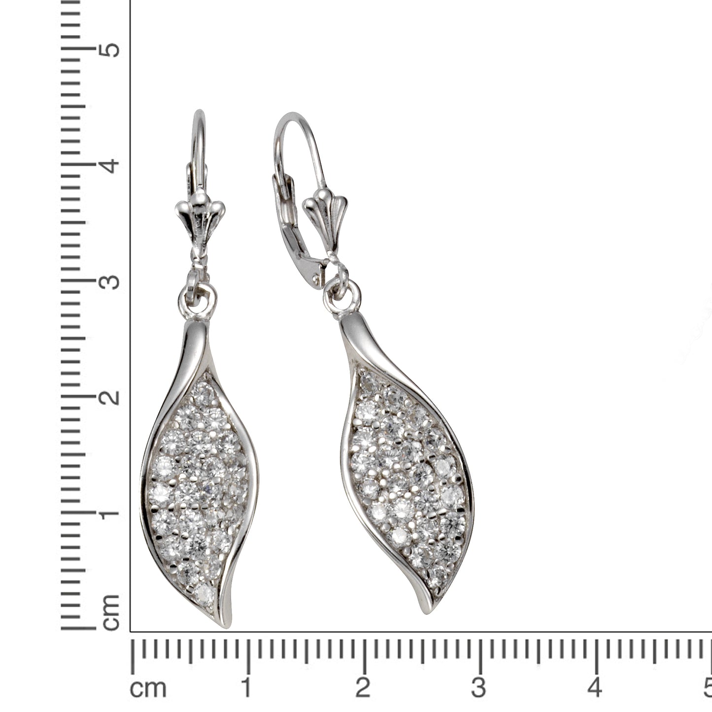 Ohrhänger 925/- Sterling Silber rhodiniert 4,3cm Zirkonia