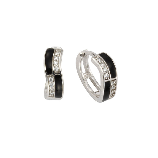 Klappcreolen 925/- Sterling Silber rhodiniert 1,3cm Zirkonia