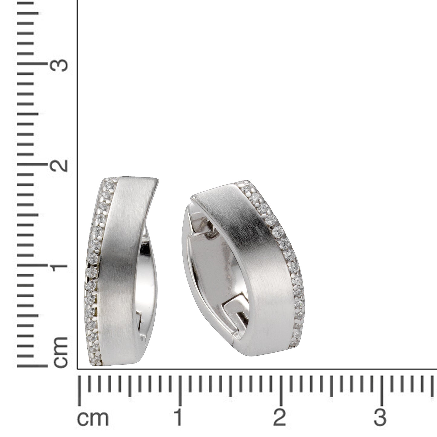 Klappcreolen 925/- Sterling Silber rhodiniert 1,9cm Zirkonia