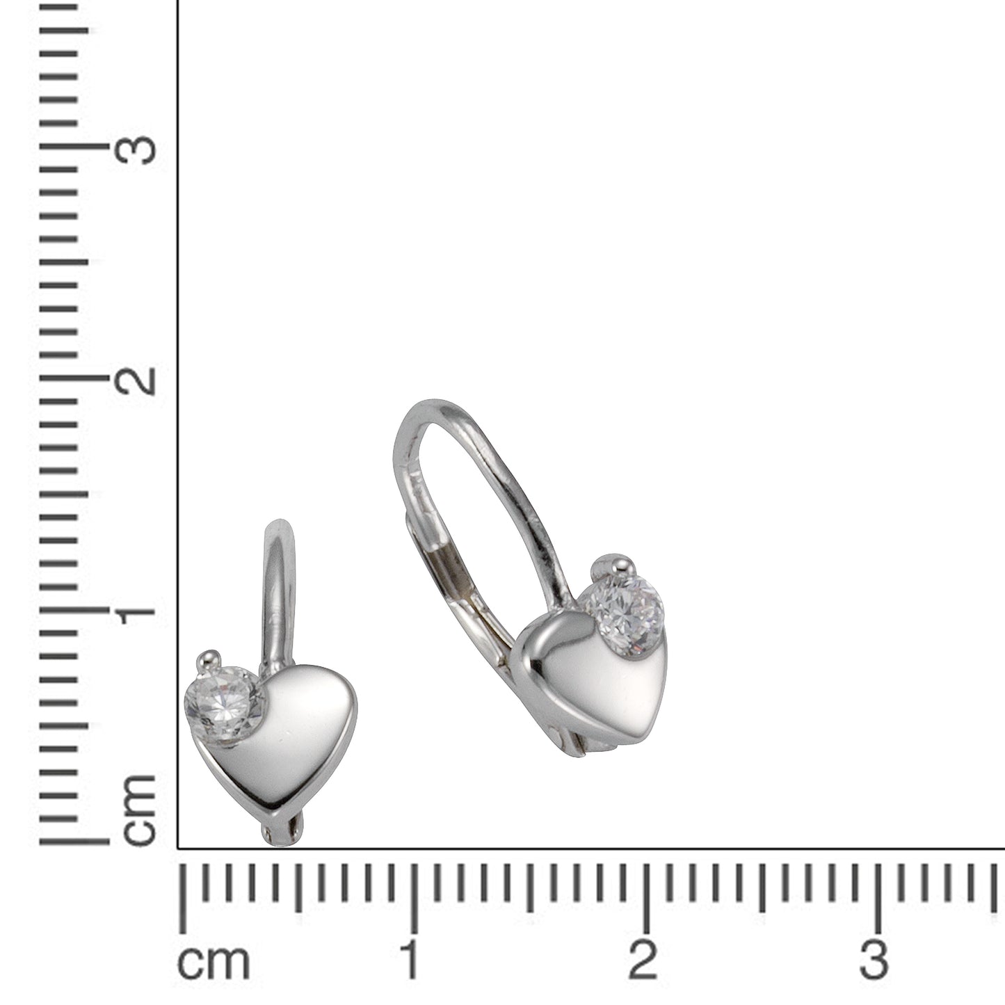 Ohrhänger 925/- Sterling Silber rhodiniert 1,5cm Zirkonia