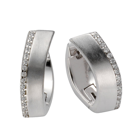 Klappcreolen 925/- Sterling Silber rhodiniert 1,9cm Zirkonia