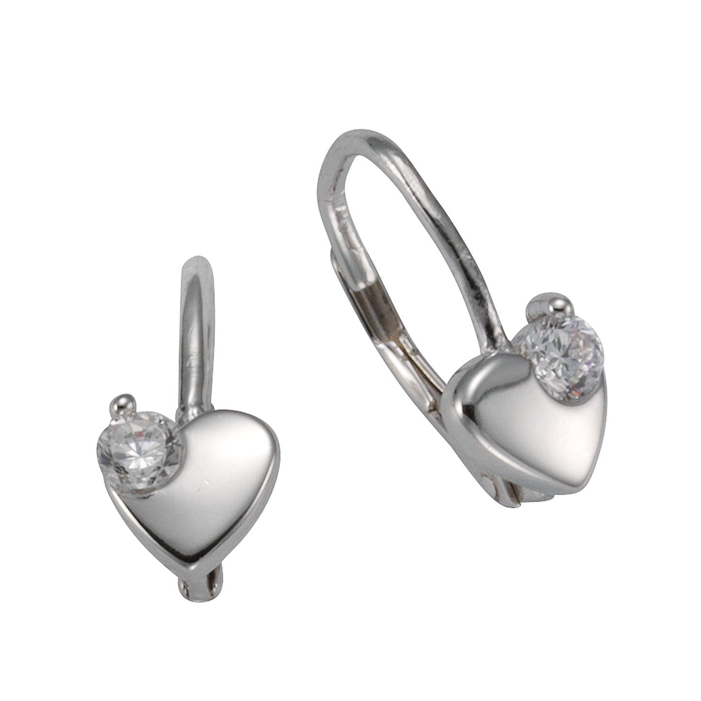 Ohrhänger 925/- Sterling Silber rhodiniert 1,5cm Zirkonia