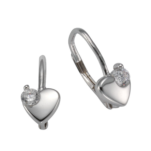 Ohrhänger 925/- Sterling Silber rhodiniert 1,5cm Zirkonia