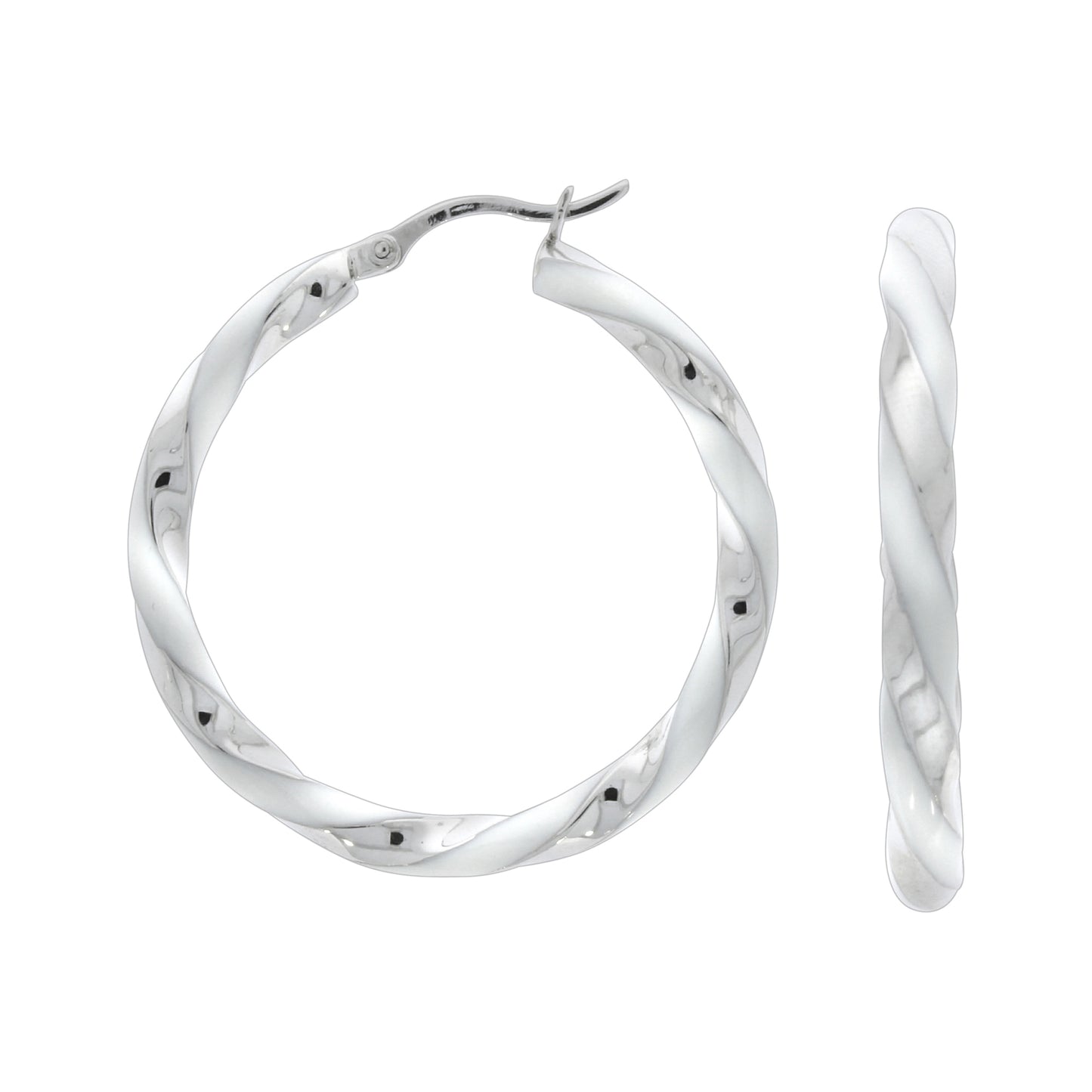 Creolen 925/- Sterling Silber rhodiniert 3,7cm