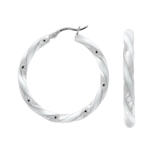 Creolen 925/- Sterling Silber rhodiniert 3,7cm