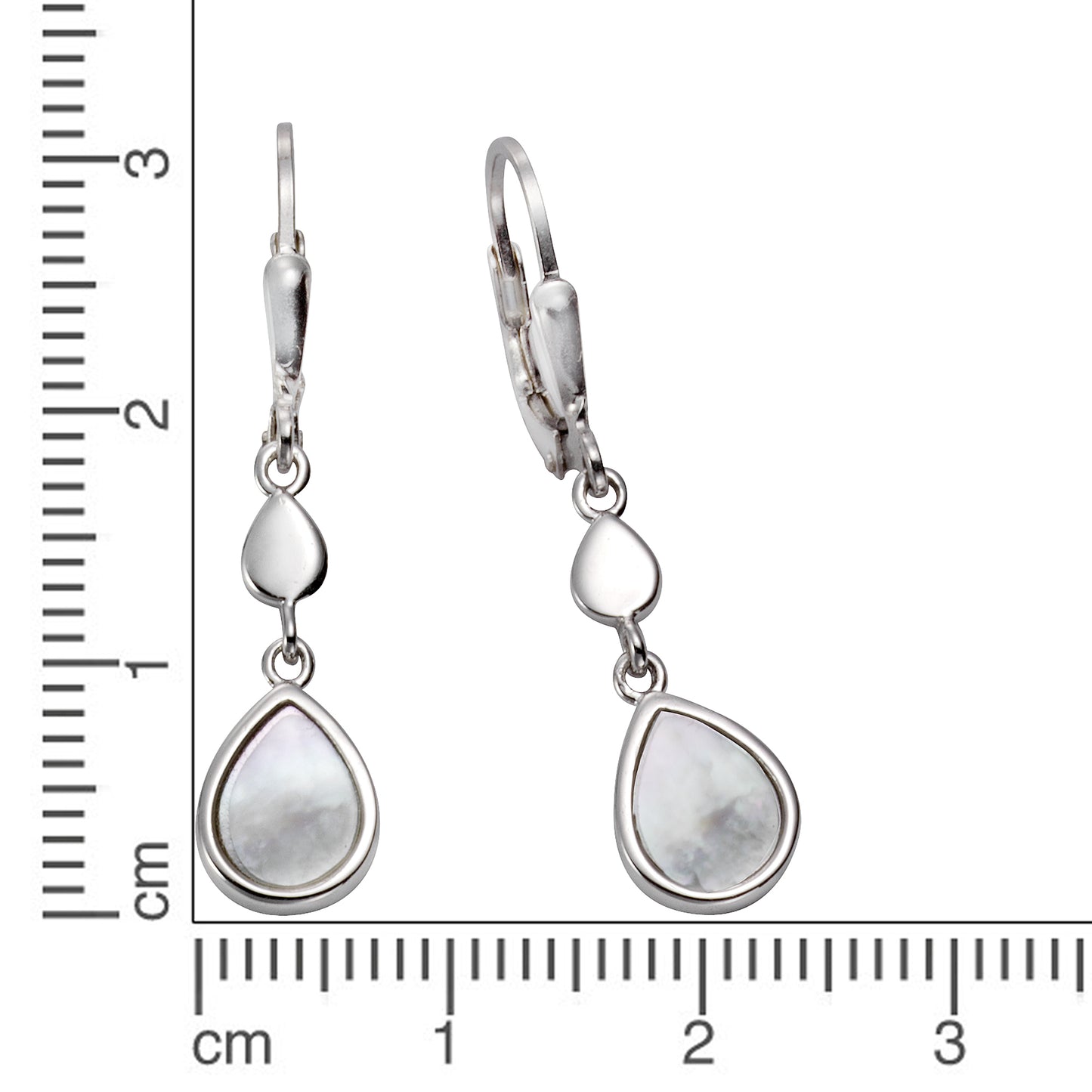 Ohrhänger 925/- Sterling Silber rhodiniert 3,5cm Perlmutt