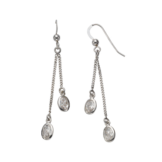 Ohrhänger 925/- Sterling Silber rhodiniert 5,5cm Zirkonia