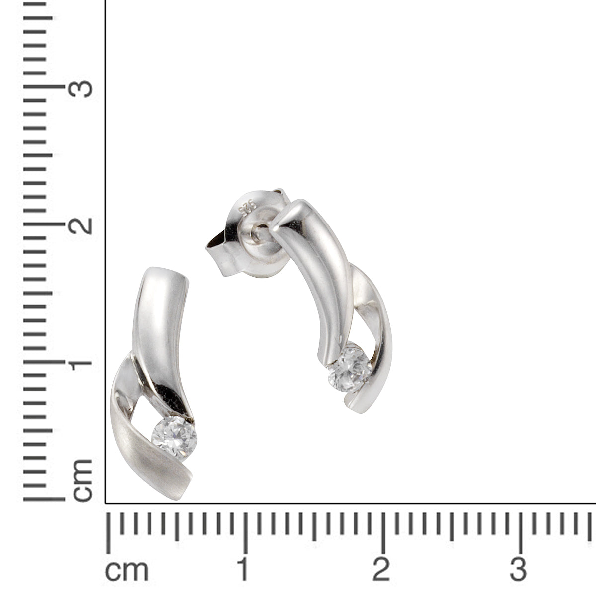Ohrstecker 925/- Sterling Silber rhodiniert 1,5cm Zirkonia