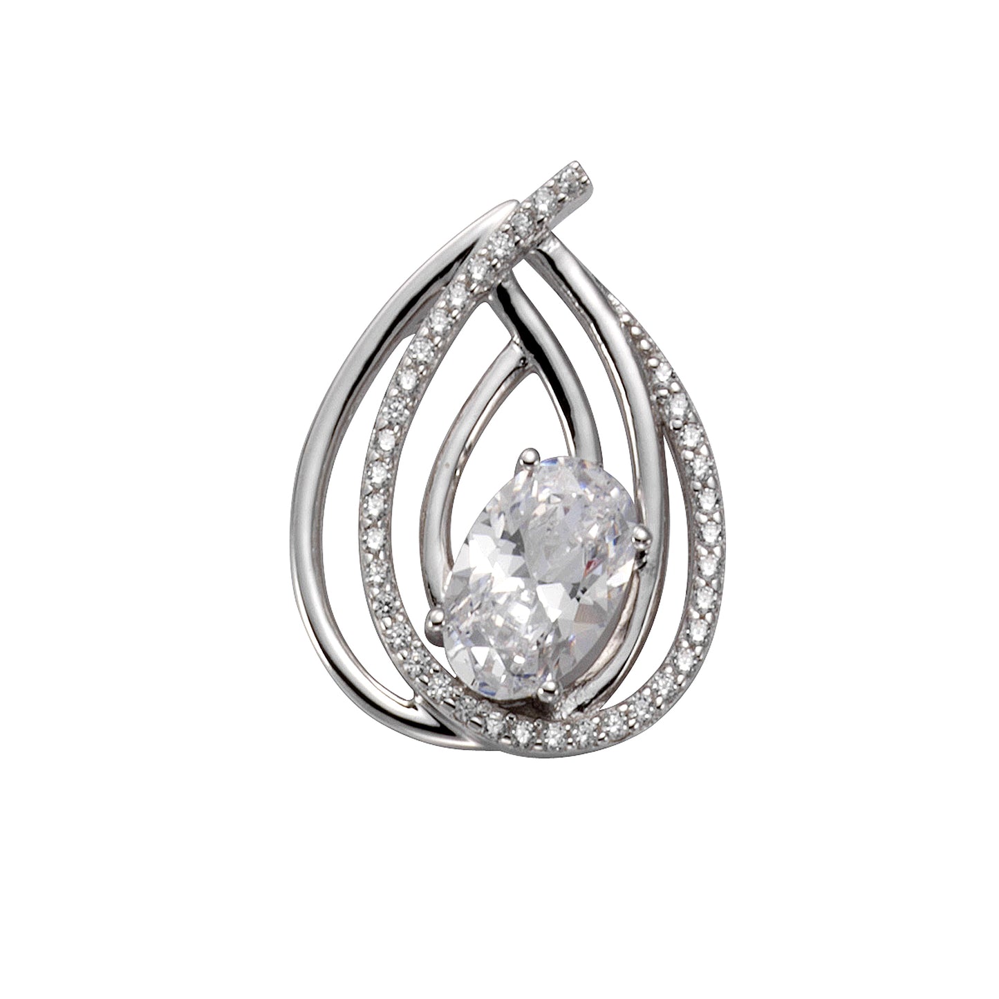 Anhänger 925/- Sterling Silber rhodiniert 2,0cm Zirkonia