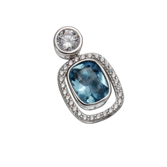 Anhänger 925/- Sterling Silber rhodiniert 2,2cm Glasstein