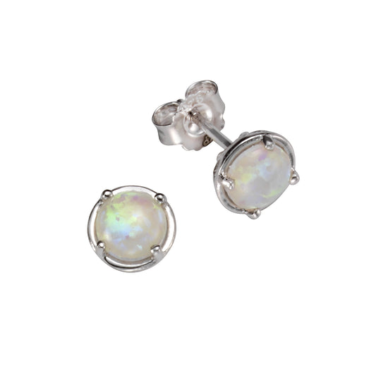 Ohrstecker 925/- Sterling Silber rhodiniert 0,7cm synth. Opal 1,5ct