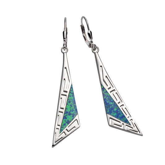 Ohrhänger 925/- Sterling Silber rhodiniert 6,0cm synth. Opal