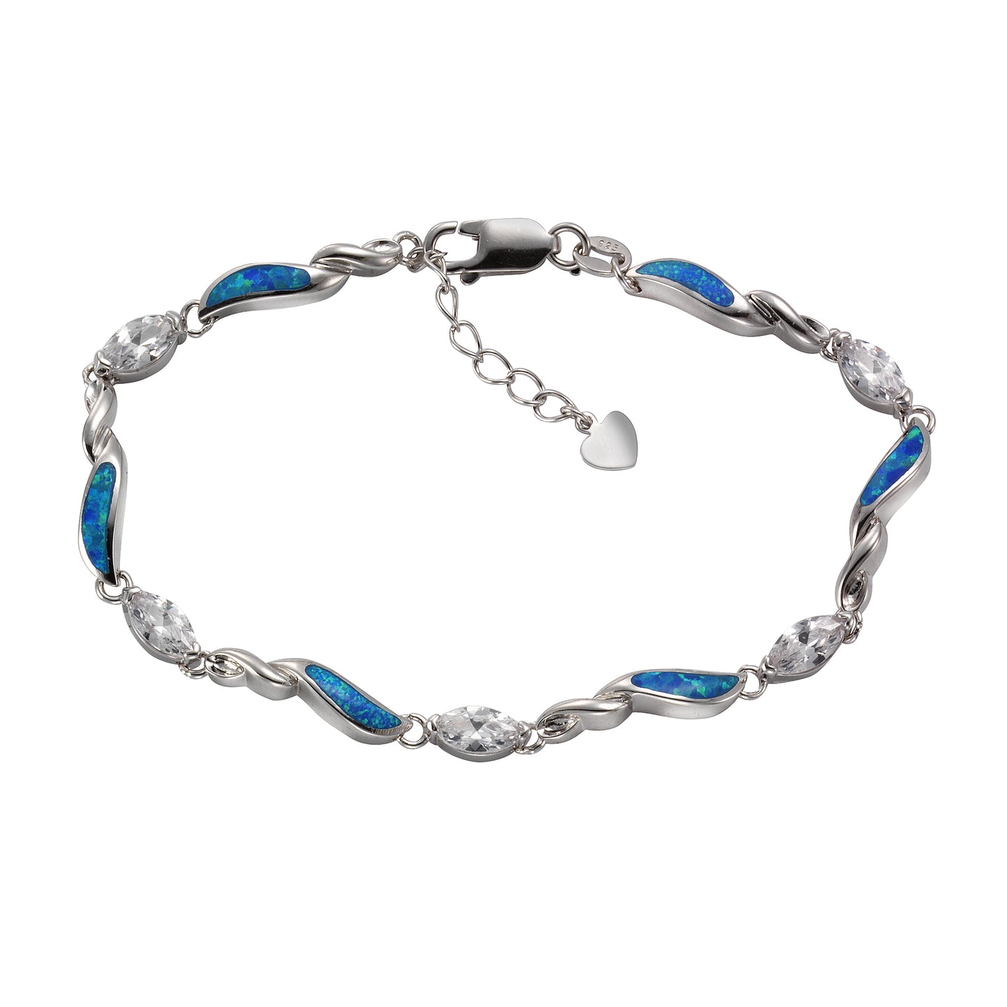 Armband 925/- Sterling Silber rhodiniert 21,0cm synth. Opal