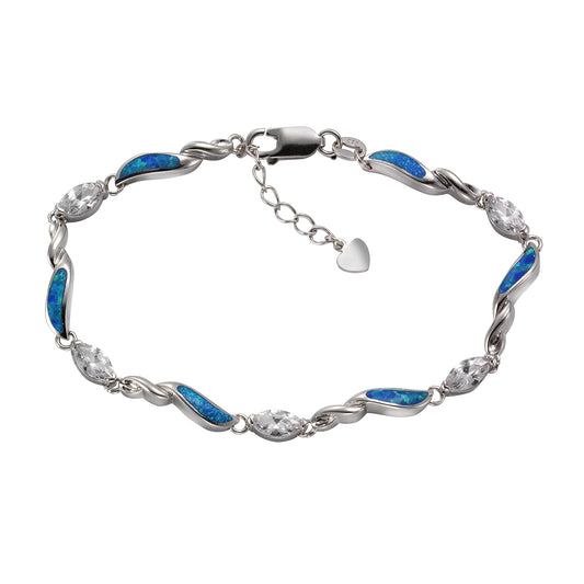 Armband 925/- Sterling Silber rhodiniert 21,0cm synth. Opal