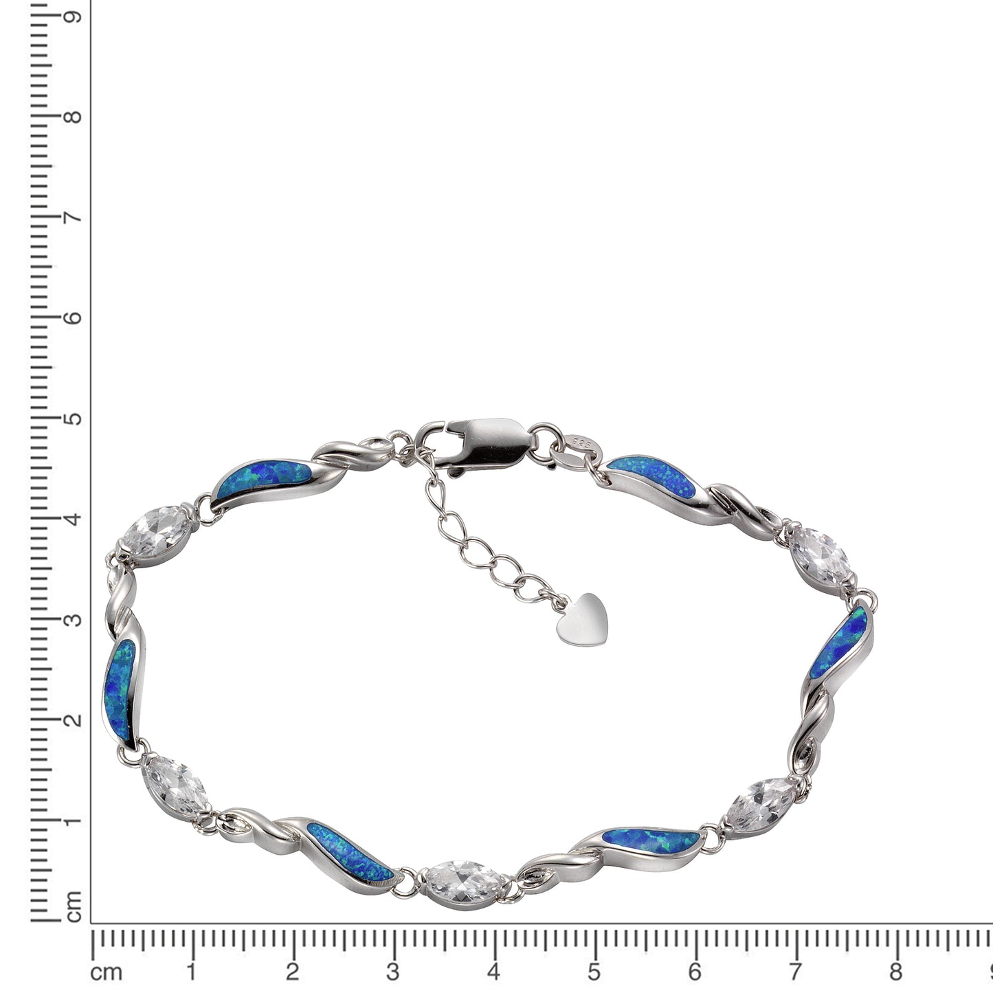 Armband 925/- Sterling Silber rhodiniert 21,0cm synth. Opal