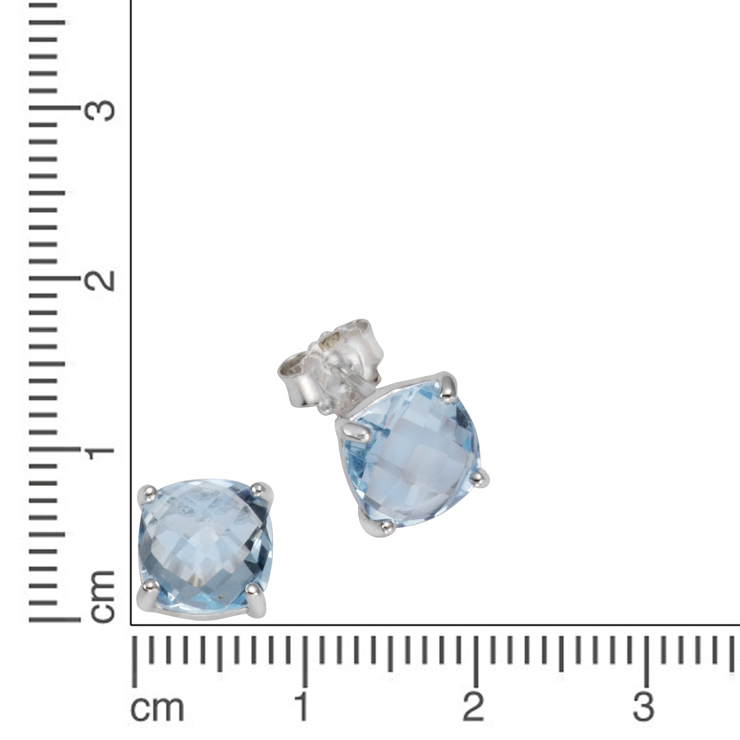 Ohrstecker 925/- Sterling Silber rhodiniert 0,8cm Blautopas beh.