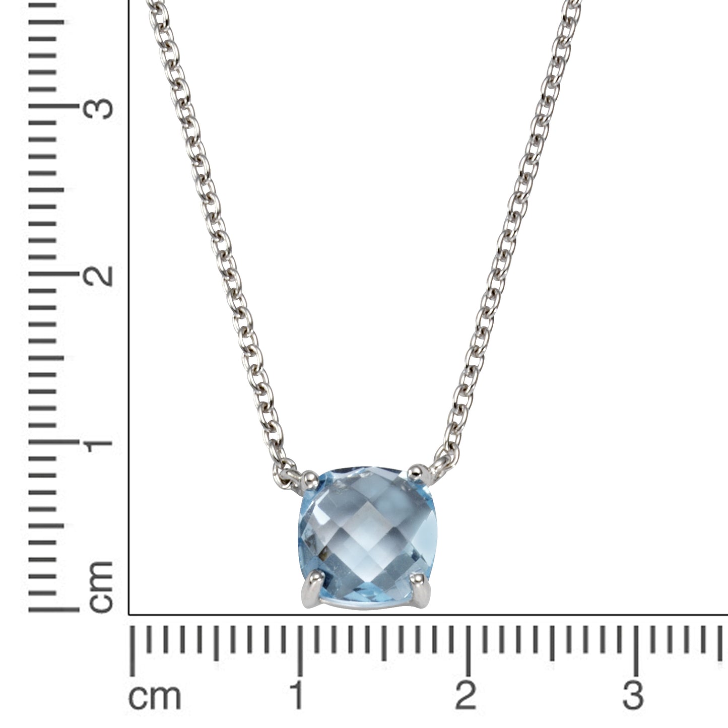 Collier 925/- Sterling Silber rhodiniert 47,0cm Blautopas beh.