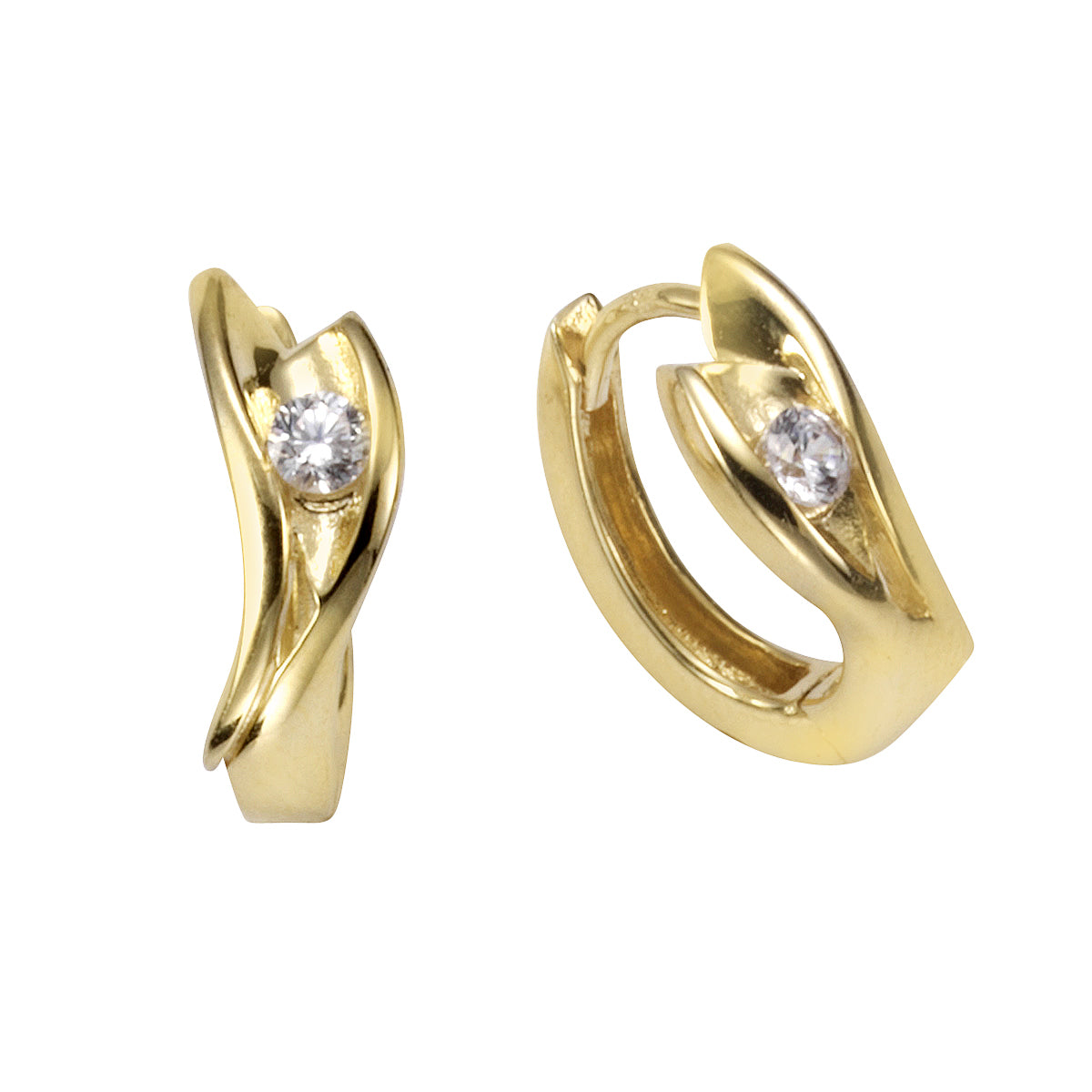 Klappcreolen 333/- Gold 1,35cm Zirkonia