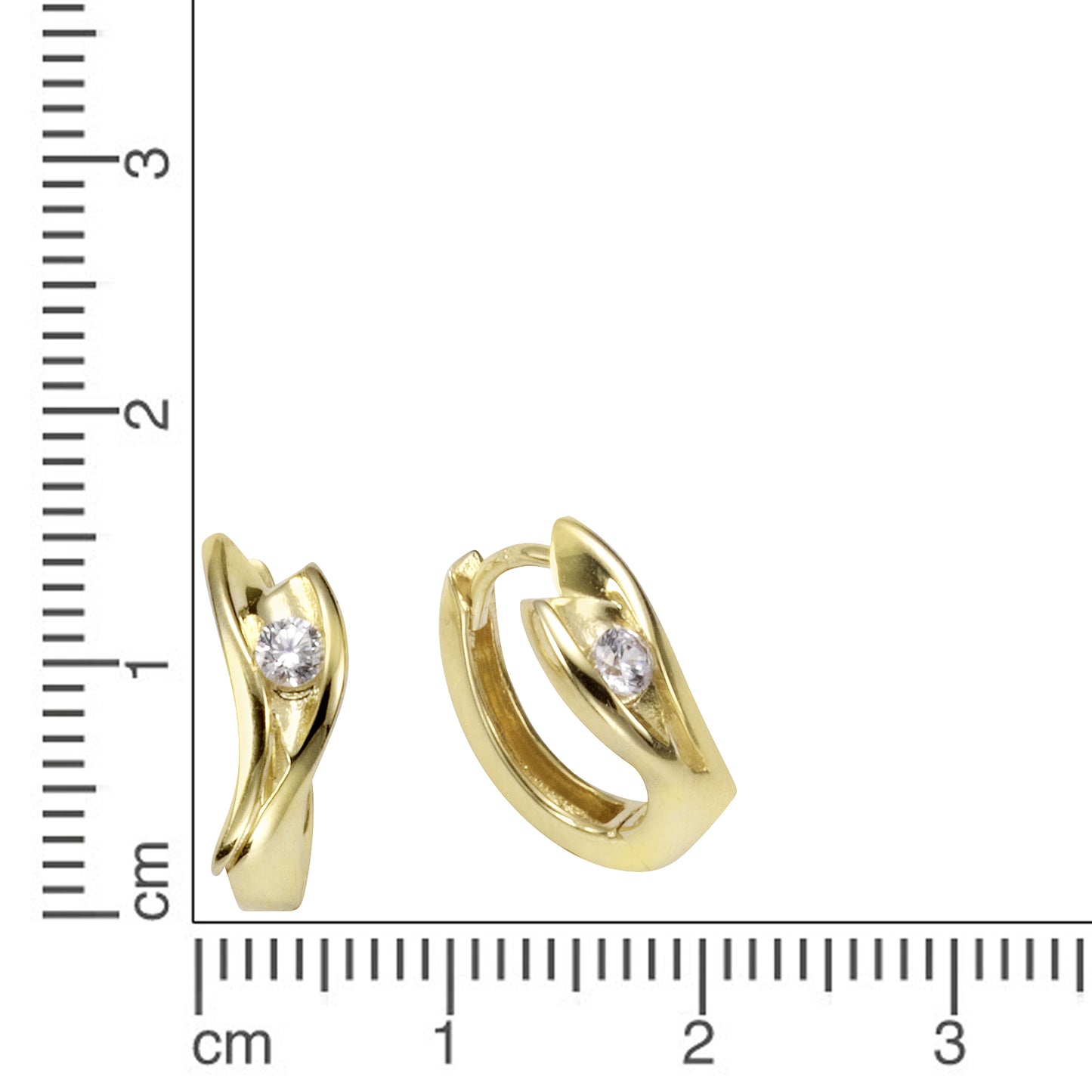 Klappcreolen 333/- Gold 1,35cm Zirkonia