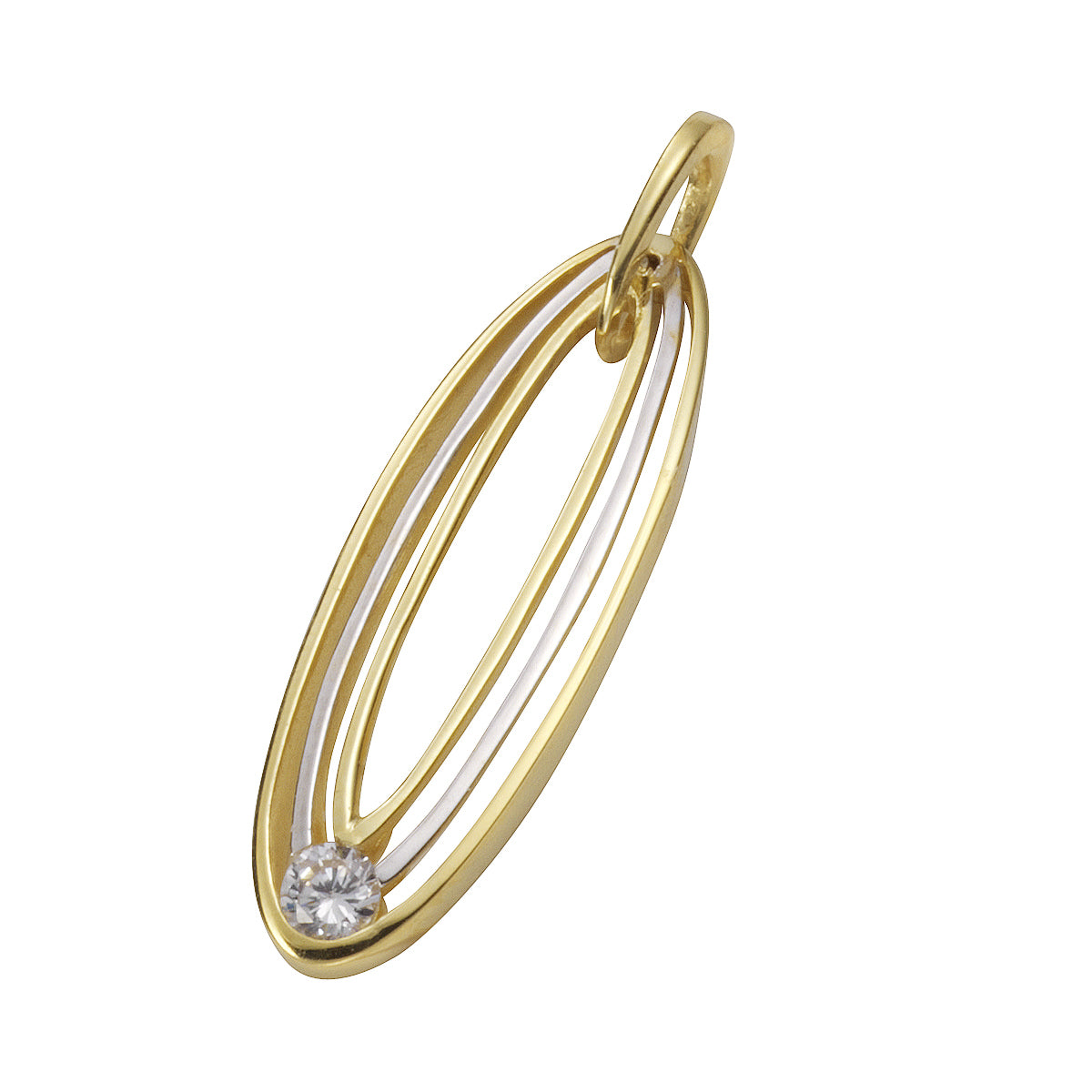 Anhänger 333/- Gold rhodiniert 3,35cm Zirkonia