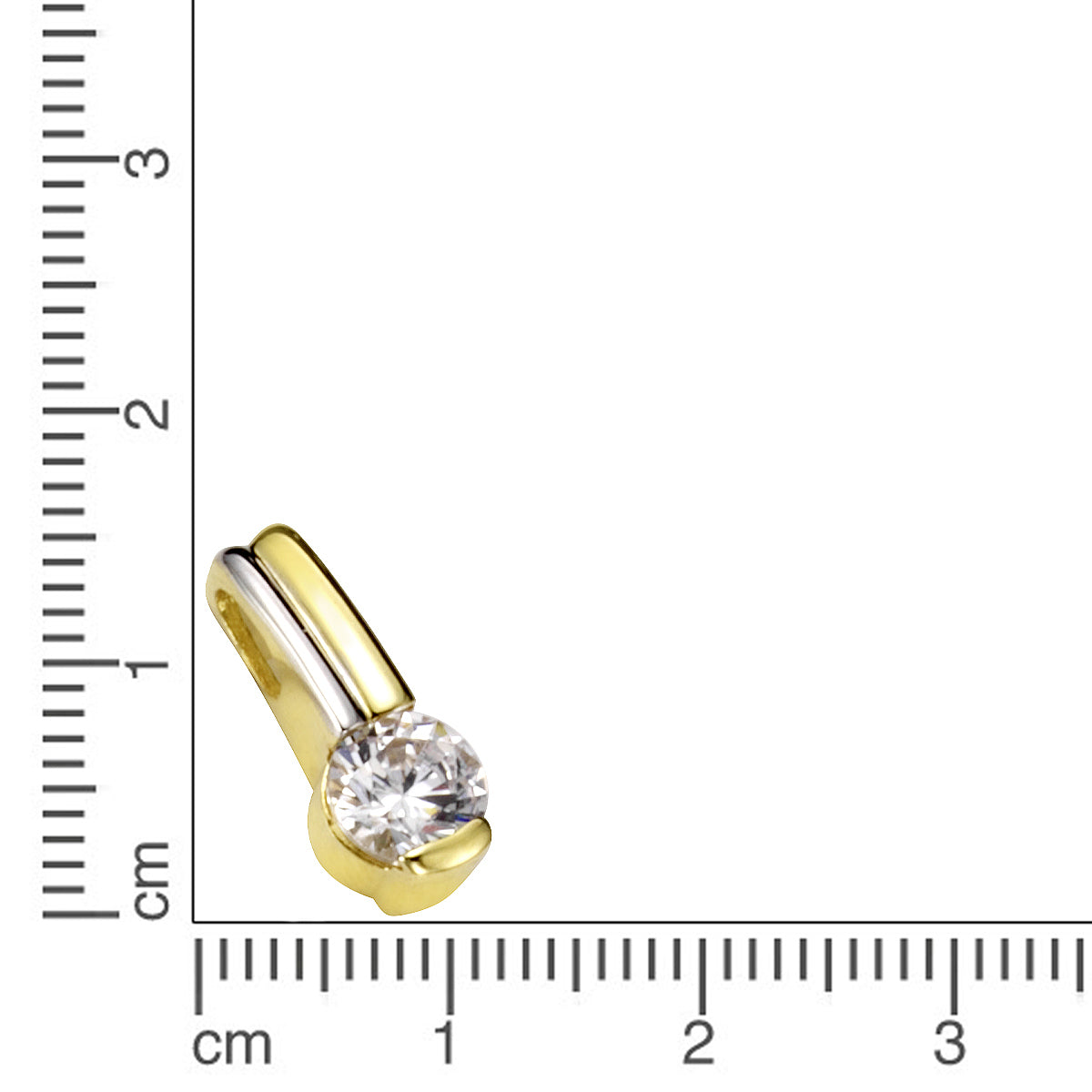Anhänger 333/- Gold rhodiniert 1,5cm Zirkonia