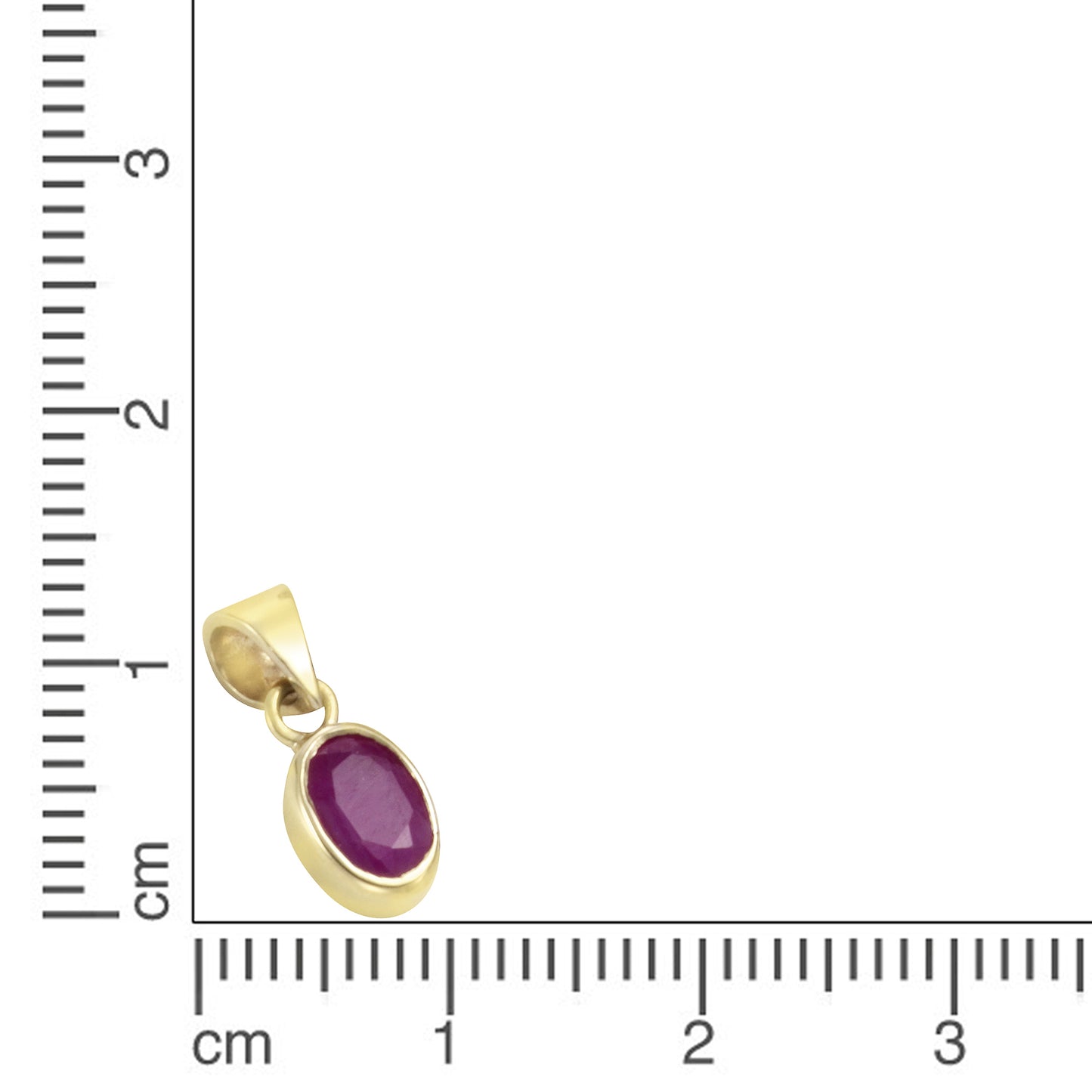 Anhänger 375/- Gold rhodiniert 1,3cm Rubin