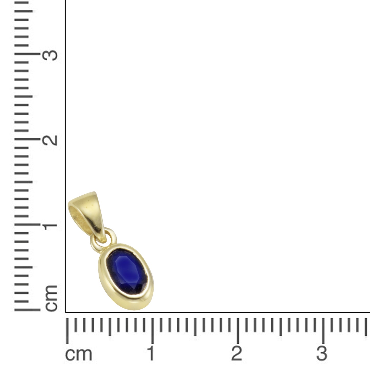 Anhänger 375/- Gold rhodiniert 1,3cm Saphir