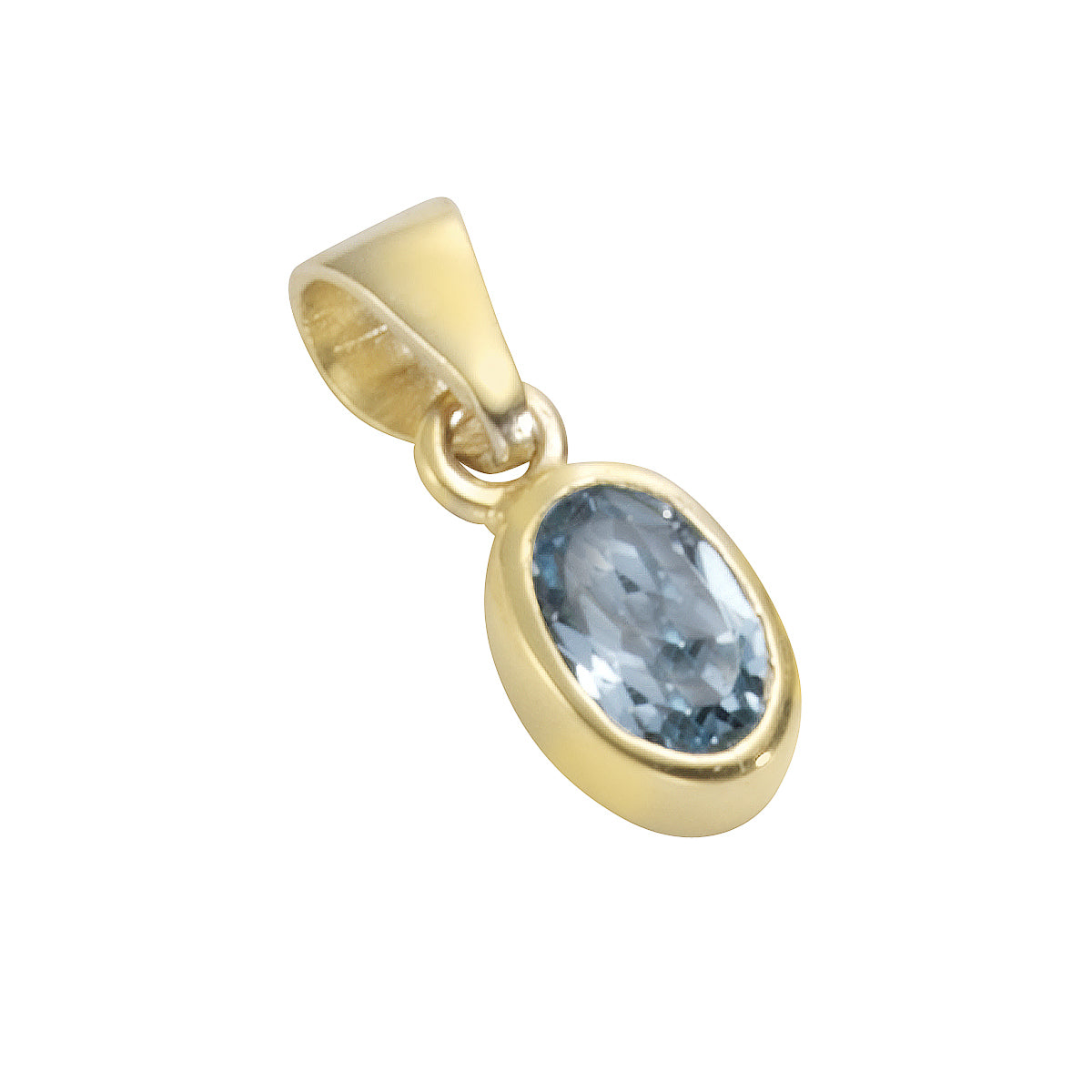 Anhänger 333/- Gold rhodiniert 1,3cm Blautopas beh.