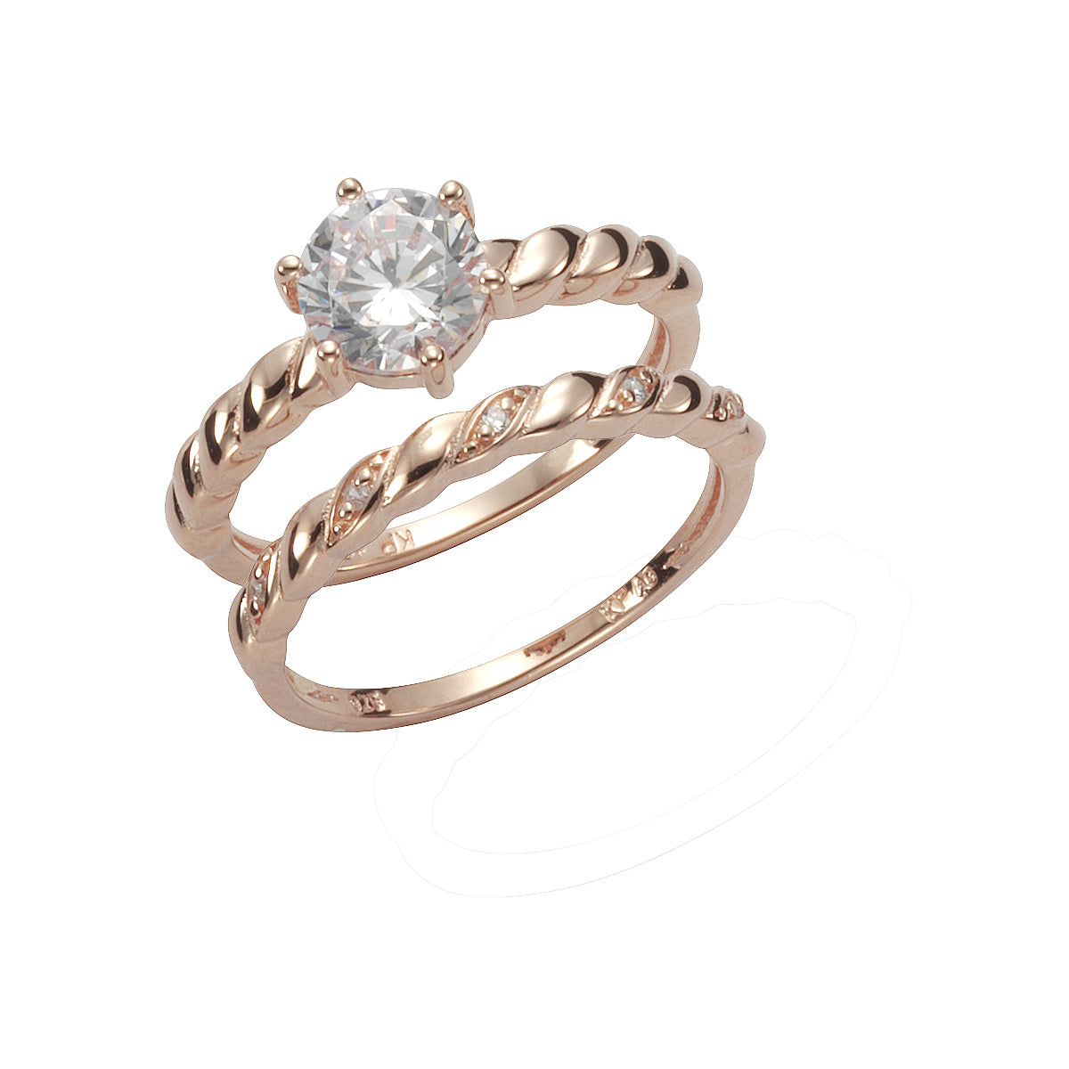 Ring Set 925/- Sterling Silber rotvergoldet Zirkonia
