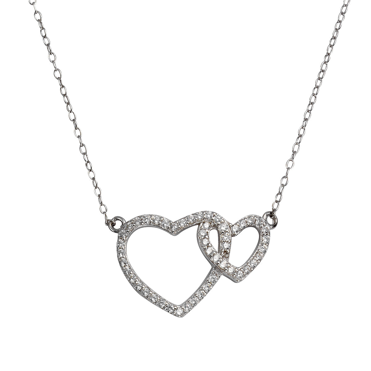 Collier Ankerkette 925/- Sterling Silber rhodiniert 46,0cm Zirkonia