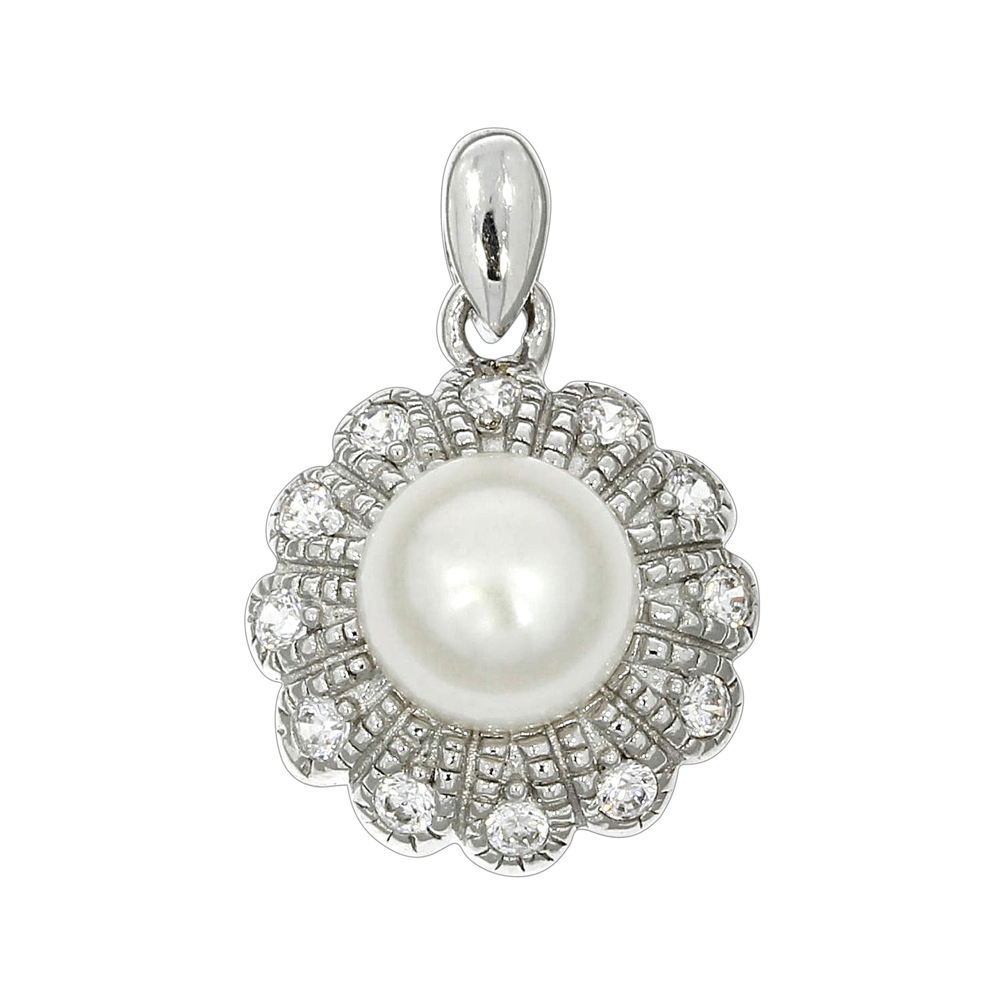 Anhänger 925/- Sterling Silber rhodiniert 2,1cm Süßwasserzuchtperle