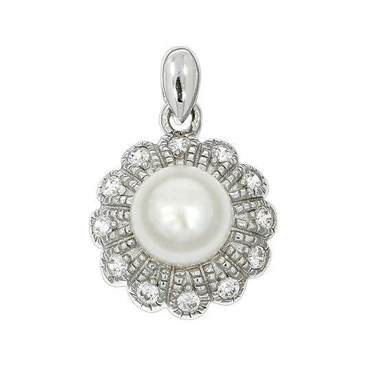 Anhänger 925/- Sterling Silber rhodiniert 2,1cm Süßwasserzuchtperle