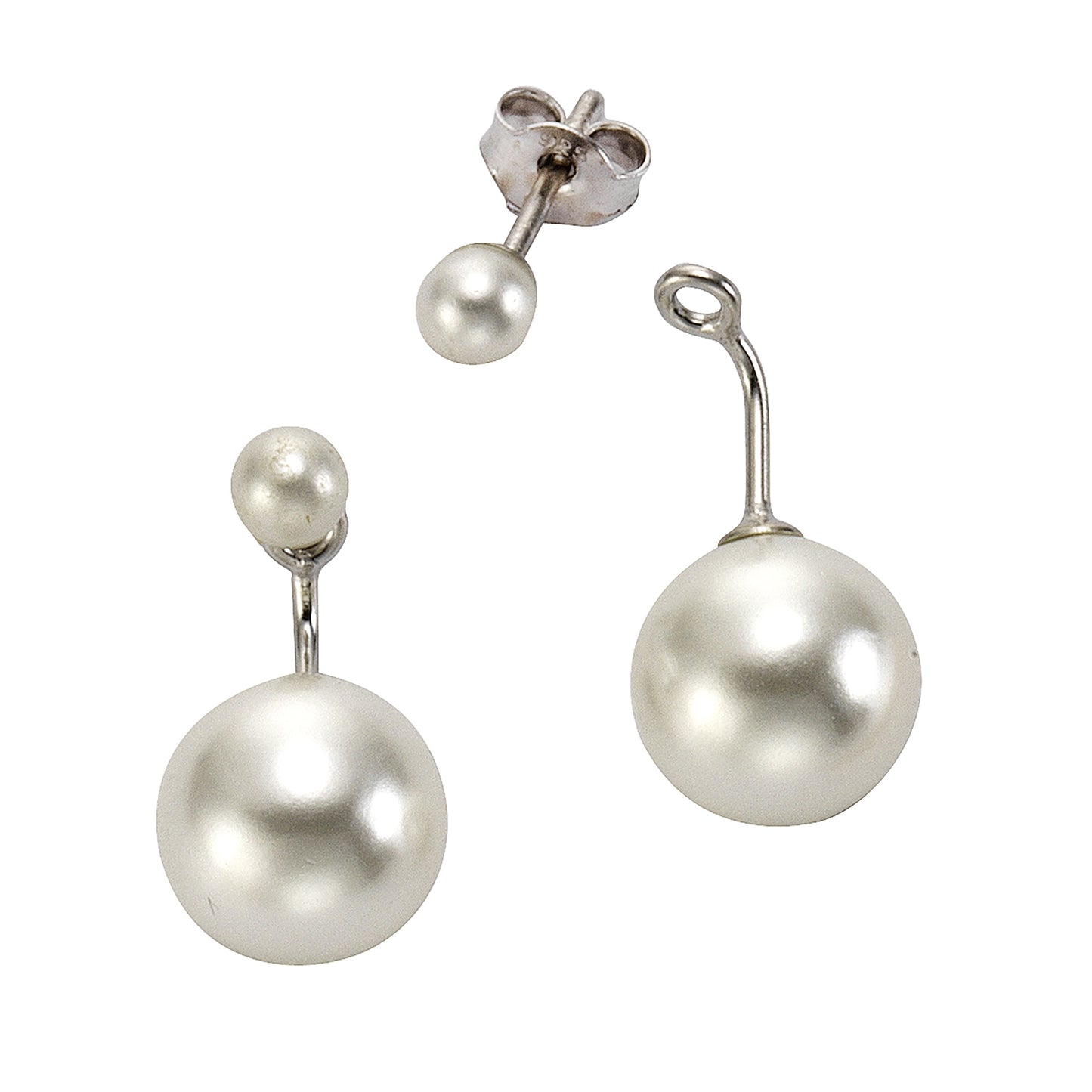 Ohrstecker 925/- Sterling Silber rhodiniert 2,0 cm Perle