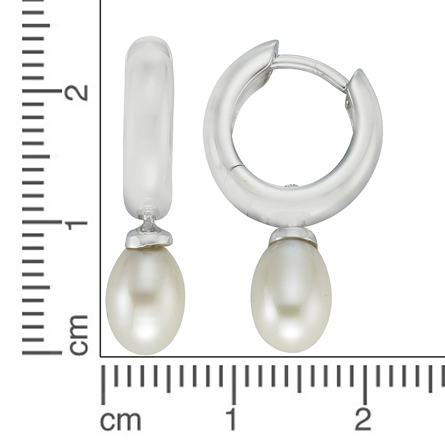 Ohrringe 925/- Sterling Silber rhodiniert 2,2cm Perle