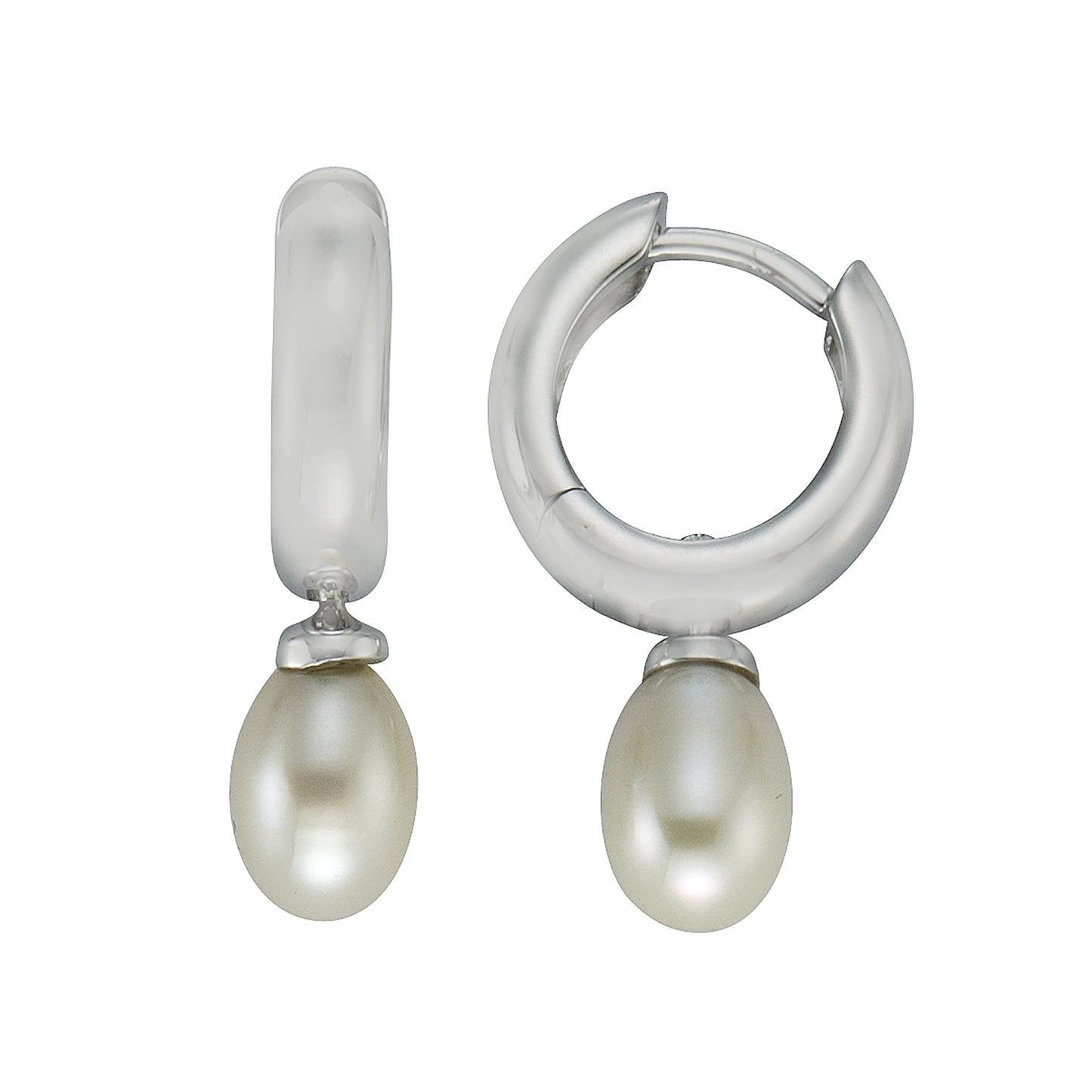 Ohrringe 925/- Sterling Silber rhodiniert 2,2cm Perle