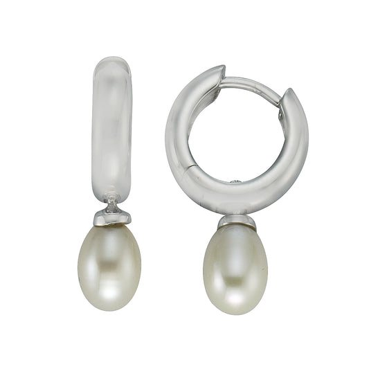 Ohrringe 925/- Sterling Silber rhodiniert 2,2cm Perle