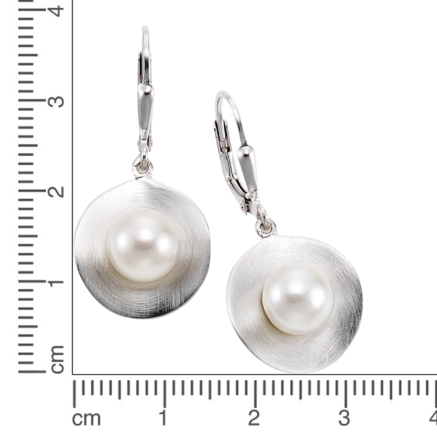 Ohrringe 925/- Sterling Silber rhodiniert 3,2cm Perle