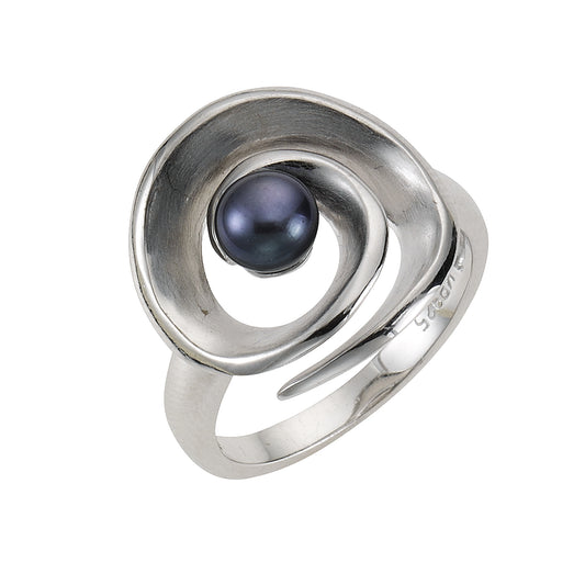 Ring 925/- Sterling Silber rhodiniert Perle